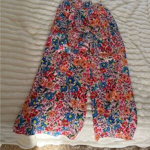 Floral Multicolor Wide-Leg Pants
